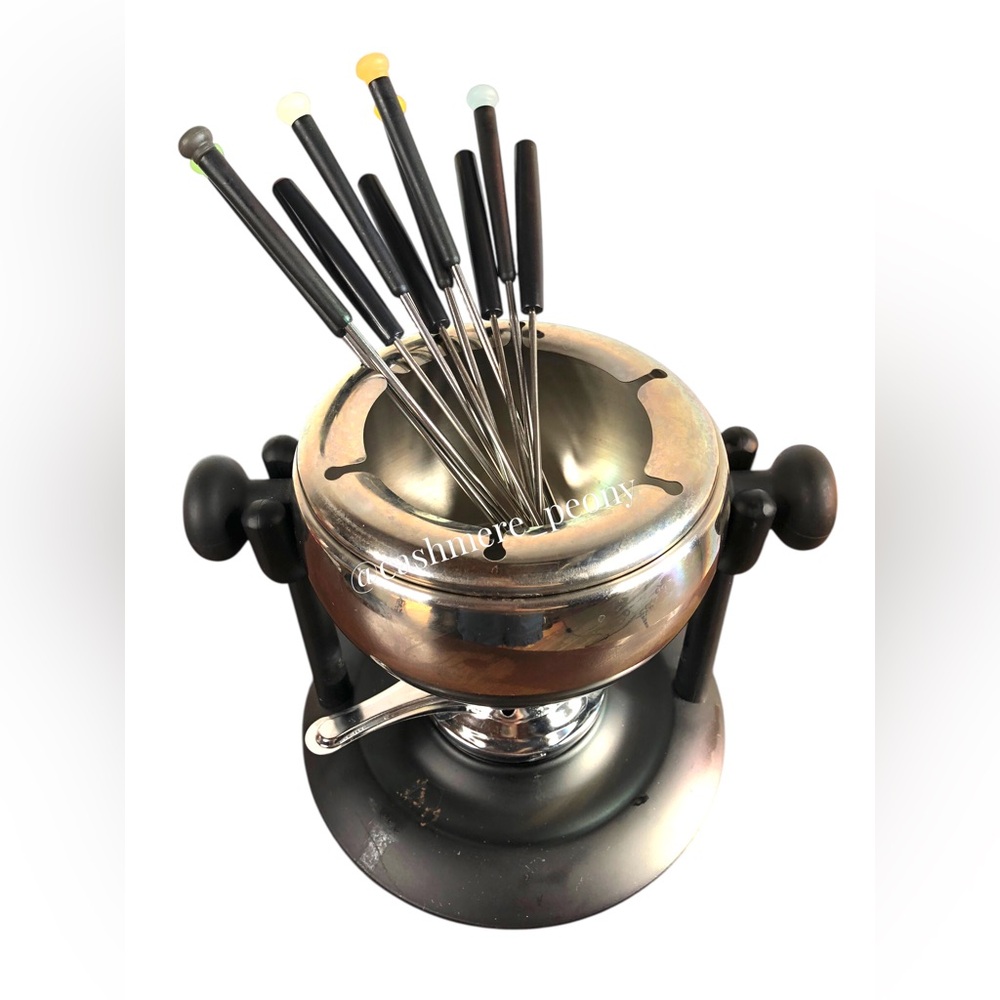 Stainless Steel Chocolate and Cheese Fondue Pot Set with 10 Forks